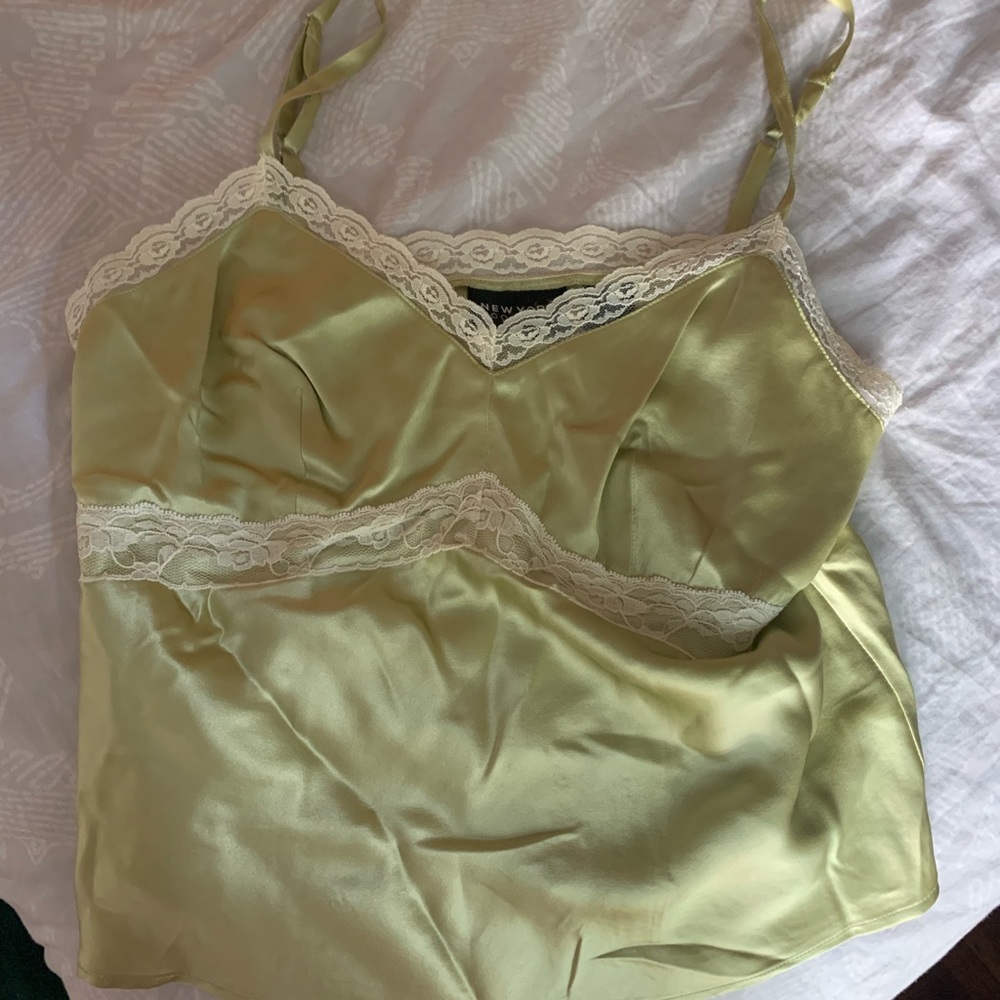 New York and Company Green Silk Tank Top
